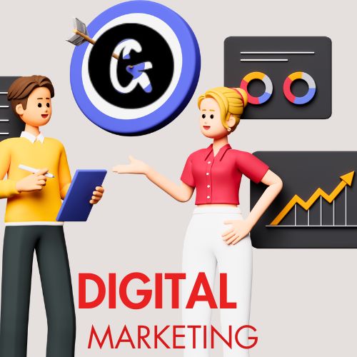 Goaling Digital Ethiopia team member discussing digital marketing business strategies with the logo on the screen